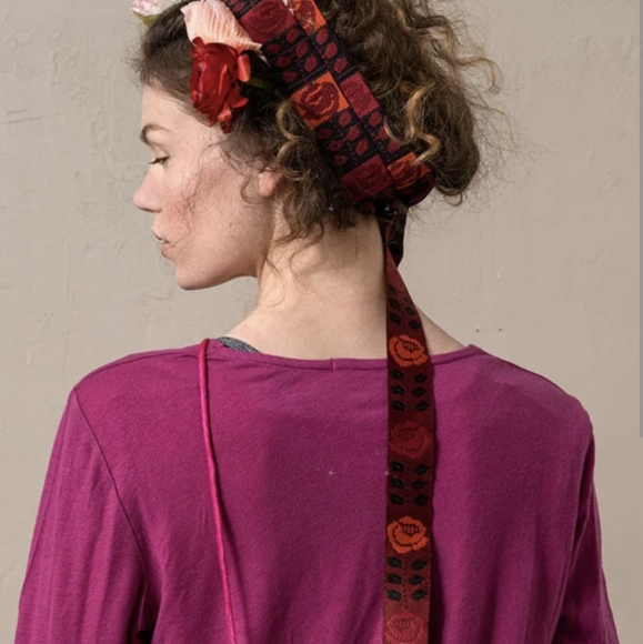 Embroidered double sided belt 2.6m wrap-around boho style orange Gudrun Sjoden - Picture 12 of 13